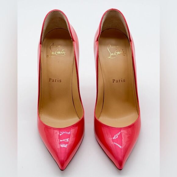 Christian Louboutin Hot Chick 100 mm Patent Fluo Metal Florida Pink Heel Pump 37 - Picture 2 of 12